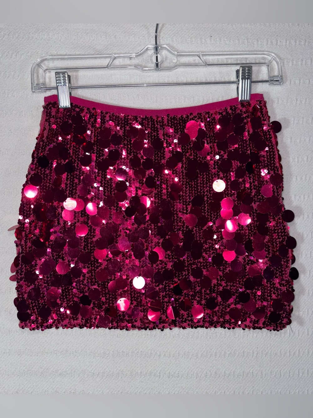 Womens Y2K Sequin Mini Bodycon Skirt Size S Stretch 2000s Barbie Halloween